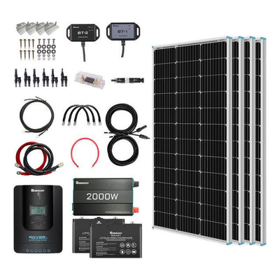 Renogy 400W 12 Volt Complete Solar Kit with Two 100Ah Deep-Cycle AGM / LiFePO4 Batteries RKIT400DAP2-US