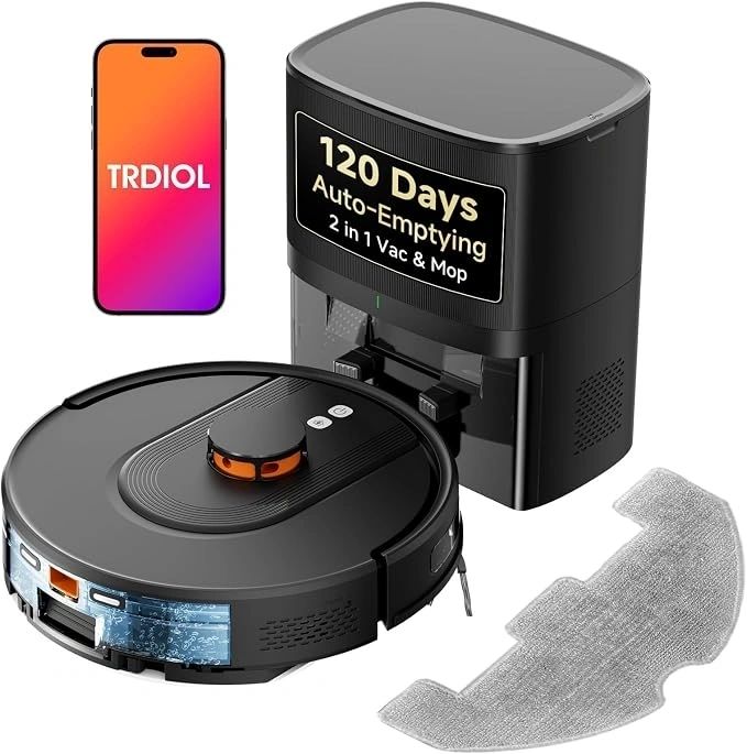 Robot Vacuum and Mop, 120-Day Self-Emptying, 6000Pa Suction, LiDAR Navigation